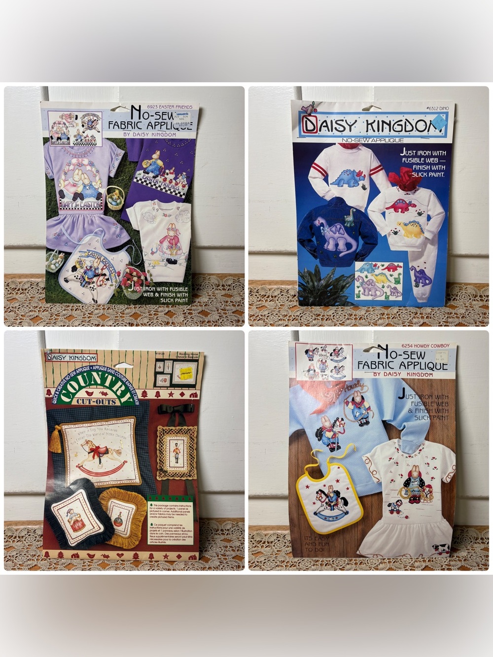 Vintage 90s Daisy Kingdom No Sew Fabric Appliqués Cute Lot of Four